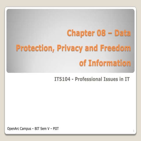 Chapter 08 – Data Protection, Privacy and Freedom of Information - BIT IT5104 
