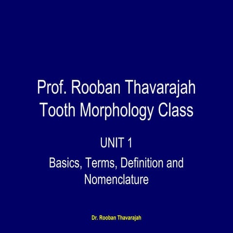 Tooth Morphology - Chapter 1; Part 1