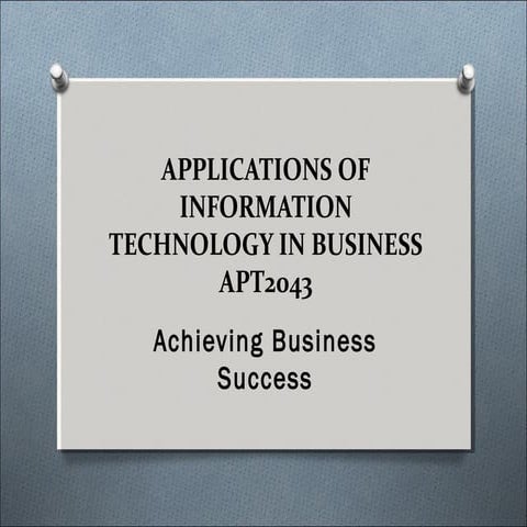 Chapter1 business driven technology | PPT