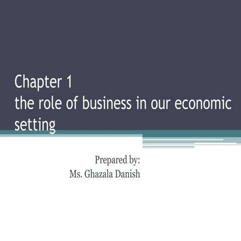Chapter 1 the role of business in economic setting 