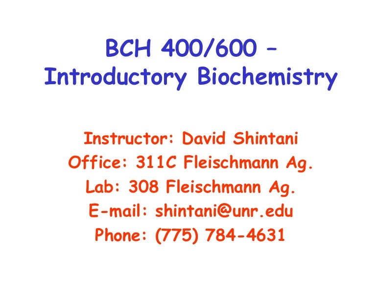 Chapter 1 Introduction to Biochemistry (slideshare)