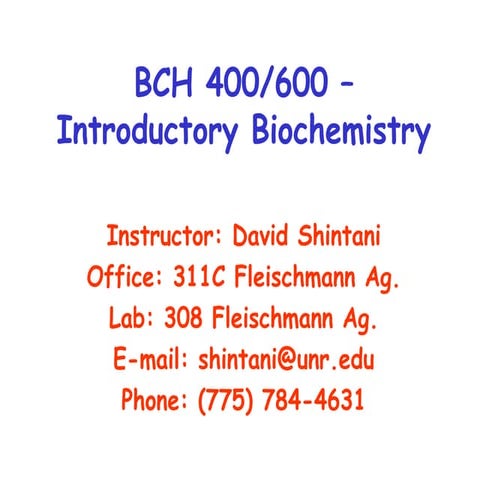 Chapter 1 - Introduction to Biochemistry (slideshare)