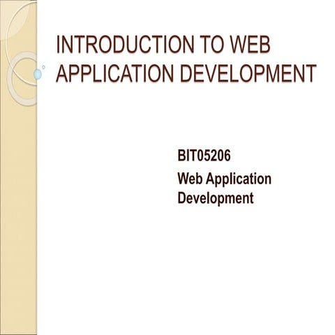 introduction to web application development | PPT