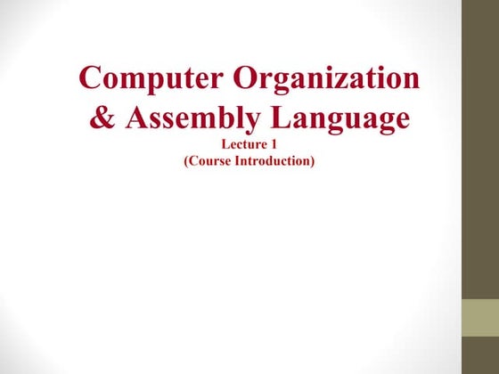 Computer Organization and Assembly Language | PPT