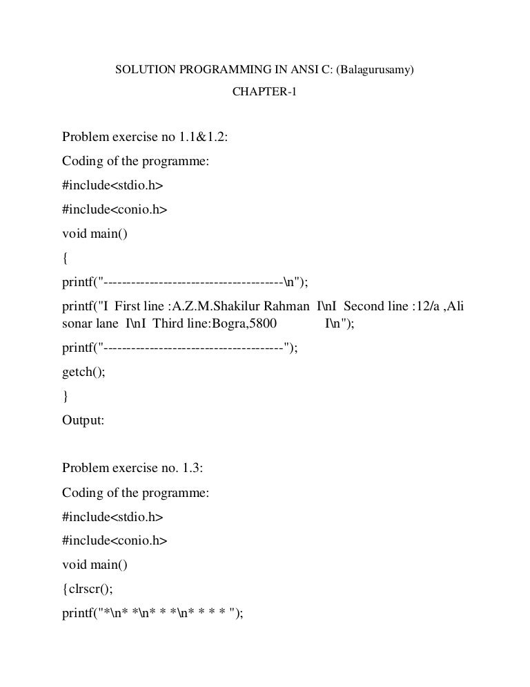 Chapter 1 Balagurusamy Programming Ansi In C
