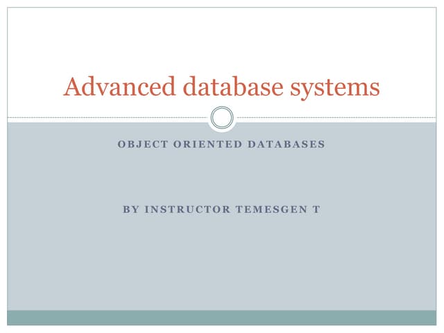 Object oriented database concepts