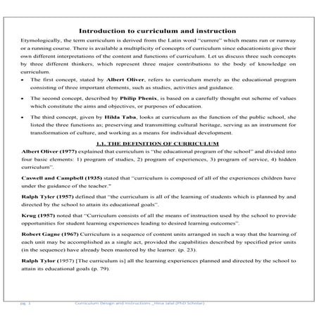Chapter 1. Curriculum Design and Instructions 