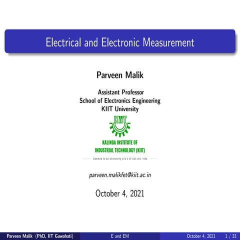 Electrical and Electronic Measurement