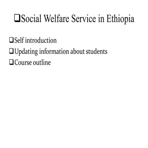 Chapter 1: Social Welfare Service in Ethiopia