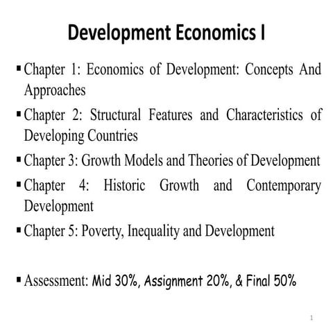 Development Economics definition and concepts: Chapter 1