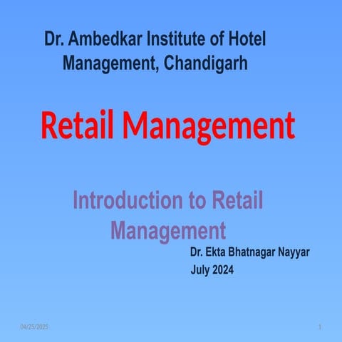 RetailManagement_01_Introduction to Retailing | PPTX