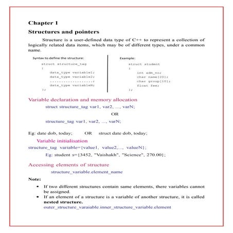 Chapter 1: Structure and Pointers | DOCX