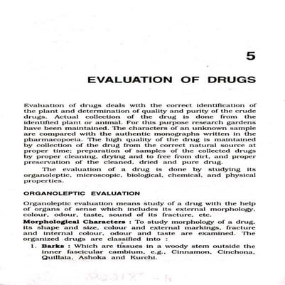 evaluation of crude drugs chapter pdf notes | PDF