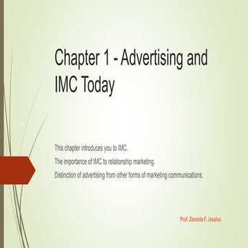 Chapter 1   Advertising and IMC today