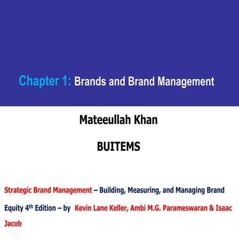 Brand management chapter 1 brands and brand management