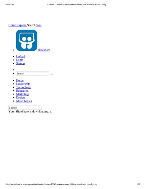 Chapter 1   exam 70-640 windows server 2008 active directory, config…