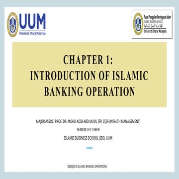 cHAPTER 1 - Introduction to Islamic Banking Operations and Principles ...