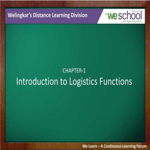 Introduction to Logistics Functions