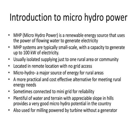 SMALL HYDRO POWER PLANT | PPT