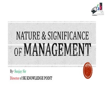 Chapter 1 nature significance of management