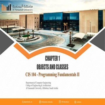 Chapter 1 - Objects and Classes - PPT presentation covering Classes and ...