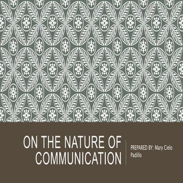 Chapter 1 on the nature of communication