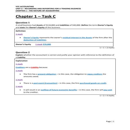 Chapter 1 - Accounting Theory Task A Solutions | PDF