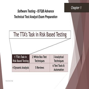Chapter 1 - The Technical Test Analyst Tasks in Risk Based Testing