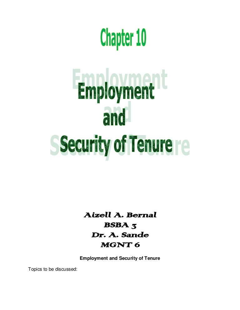 Chapter 10 Employment ans Security of Tenure