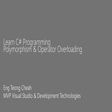 Operator Overloading Operator Overloading allows a programmer to