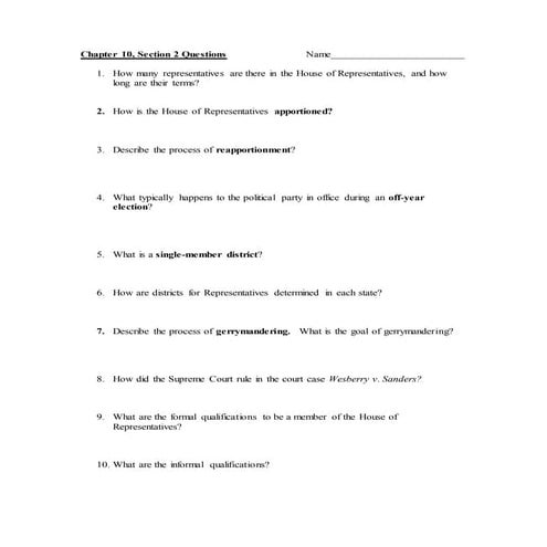 Chapter 2, Section 1 Worksheet | PDF