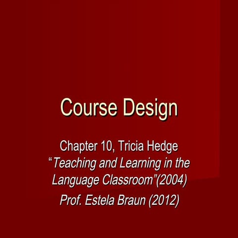 Chapter 10 course design