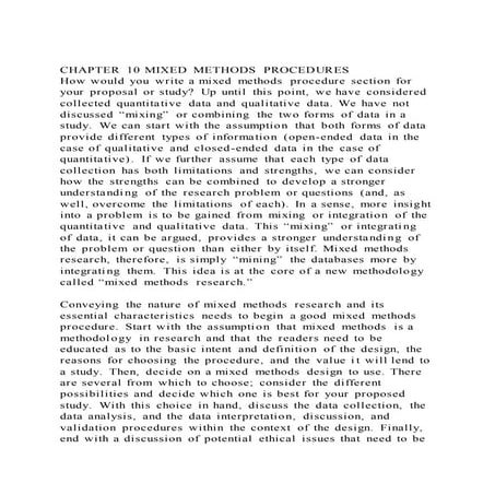 CHAPTER 10 MIXED METHODS PROCEDURESHow would you write a mixed m