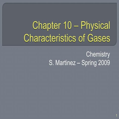 Chapter 10 – Physical Characteristics of Gases