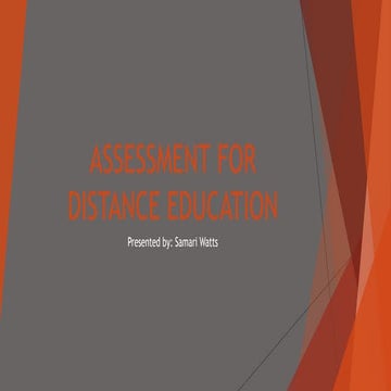 Assessment for Distance Education 