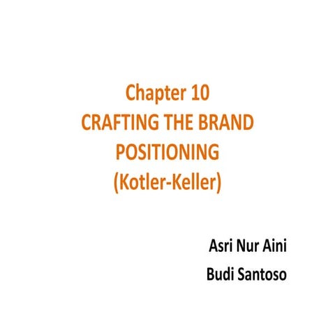 Crafting the Brand Positioning (Kotler Keller)