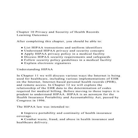 Chapter 10 Privacy and Security of Health RecordsLearnin.docx