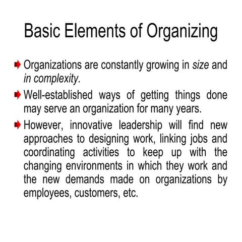 Lesson 11 Basic Elements of Organizing | PPT