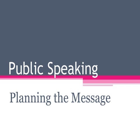 Chapter 11 - Public Speaking Planning The Message