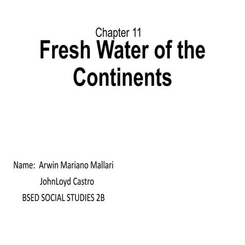 Chapter 11 Fresh Water of the Continents