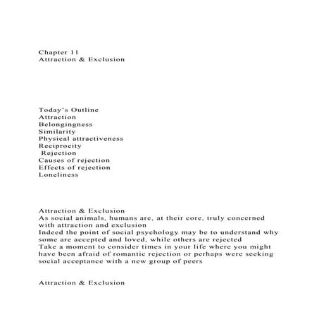 Chapter 11 Attraction & ExclusionToday’s Outline.docx