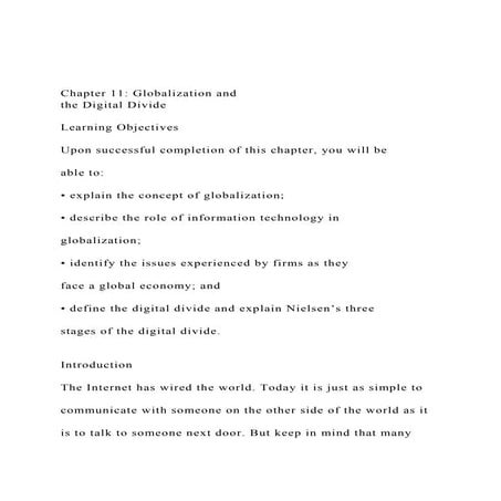 Chapter 11 Globalization and the Digital Divide Learnin.docx