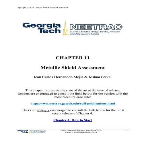 NEETRAC (Chapter 11: Metallic Shield Assessment)