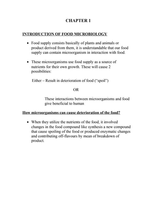 Food Microbiology - Chapter 1 & 2