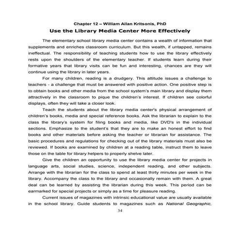Chapter 12 - Use of the Library More Effectively by William Allan Kritsonis, PhD