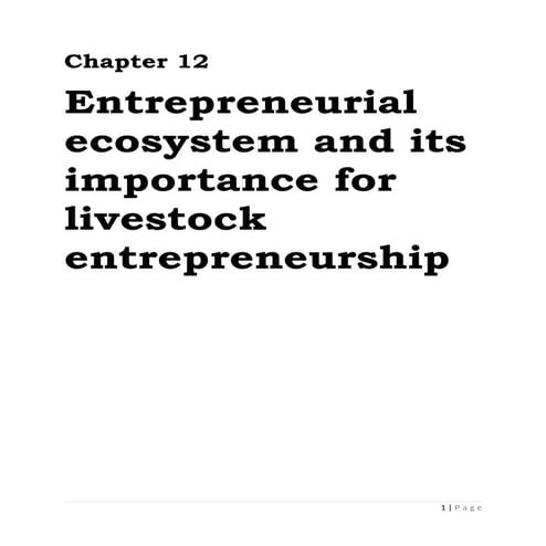 Handbook of entrepreneurship- Chapter 12-Entrepreneurial ecosystem and its importance for livestock entrepreneurship by Subin K Mohan