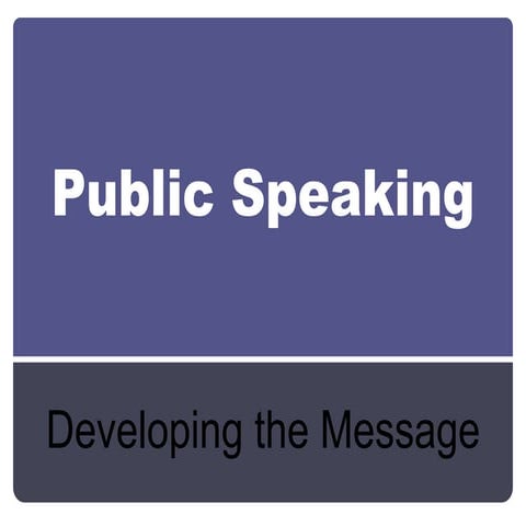 Chapter 12 and 13: Public speaking-developing and structuring the message