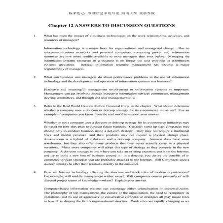 Chapter 12 answers to discussion questions