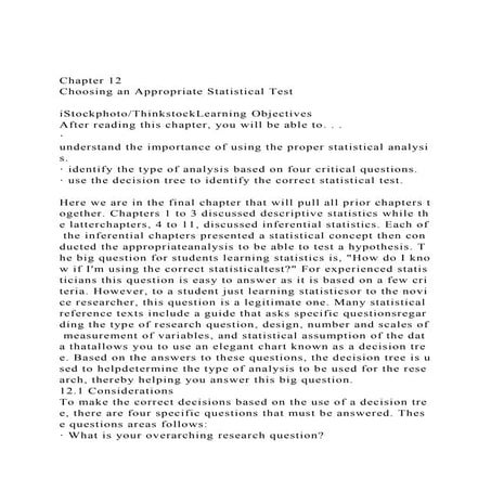 Chapter 12Choosing an Appropriate Statistical TestiStockph.docx