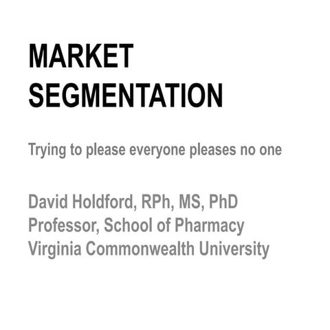 Market segmentation of Pharmacy Customers